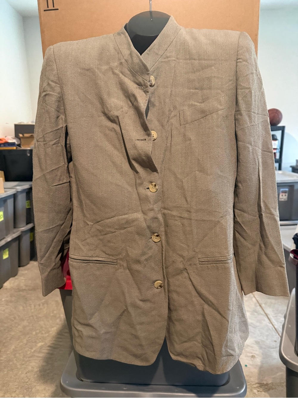 Neutral Taupe Button-Front Blazer p65